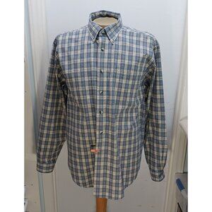 L.L Bean Mens Casual Shirt L Reg 16.5/36 Heavy Duty Cotton Plaid Long Sleeve EUC